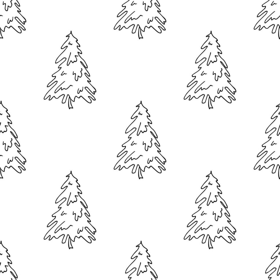 Seamless pattern with geometric minimal scandinavian Christmas tree doodle for decorative print, wrapping paper, greeting cards and fabric vector