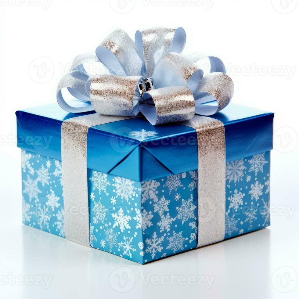AI generated Gift box for Christmas. Realistic present in christmas colors decorated. photo