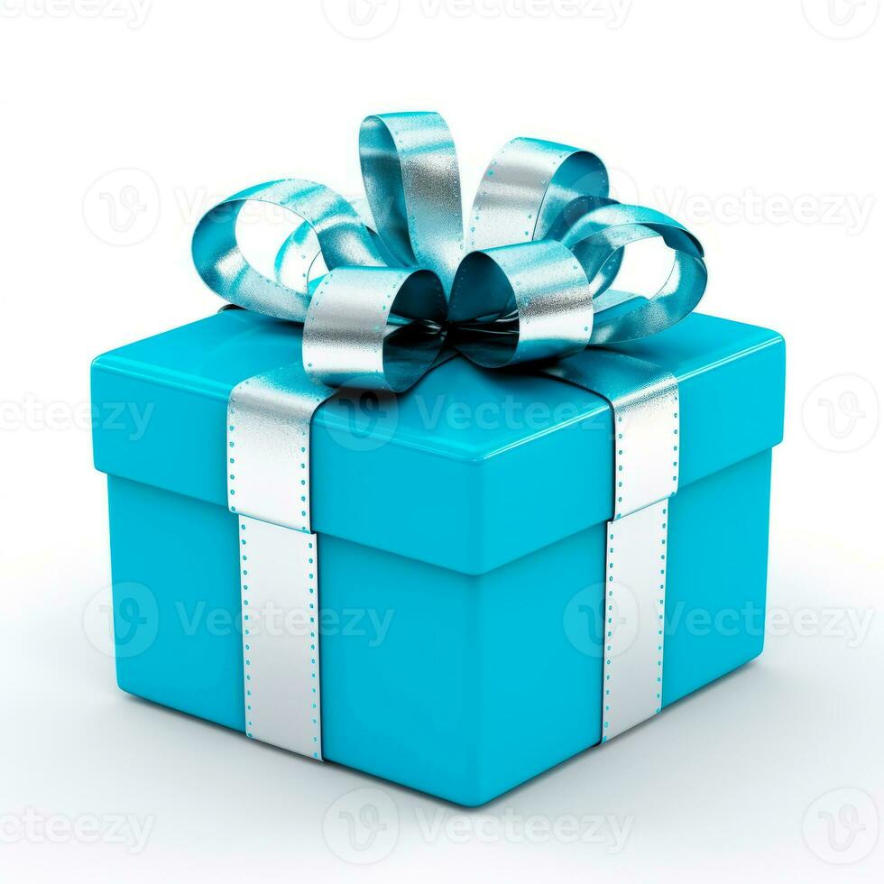 AI generated Gift box for Christmas. Realistic present in christmas colors decorated. photo