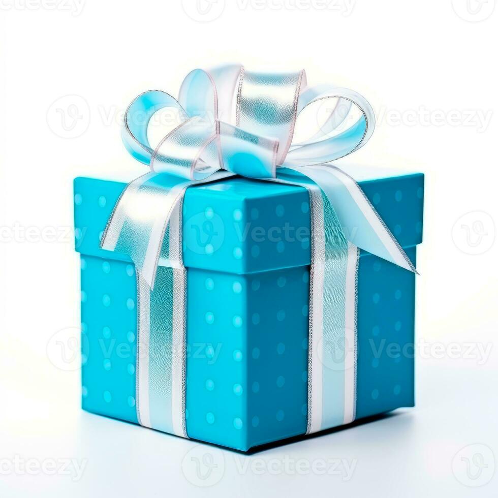 AI generated Gift box for Christmas. Realistic present in christmas colors decorated. photo