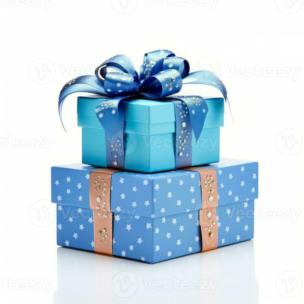 AI generated Gift box for Christmas. Realistic present in christmas colors decorated. photo