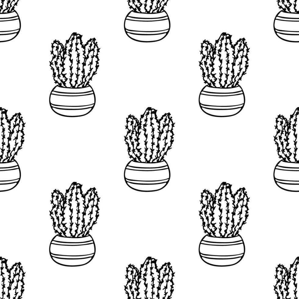 Seamless pattern with cactus doodle for decorative print, wrapping paper, greeting cards and fabric vector