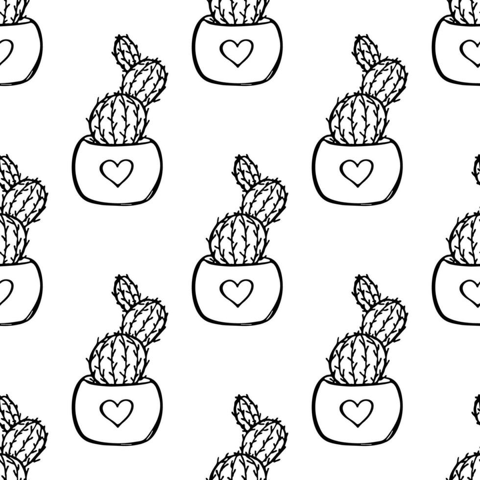 Seamless pattern with cactus doodle for decorative print, wrapping paper, greeting cards and fabric vector