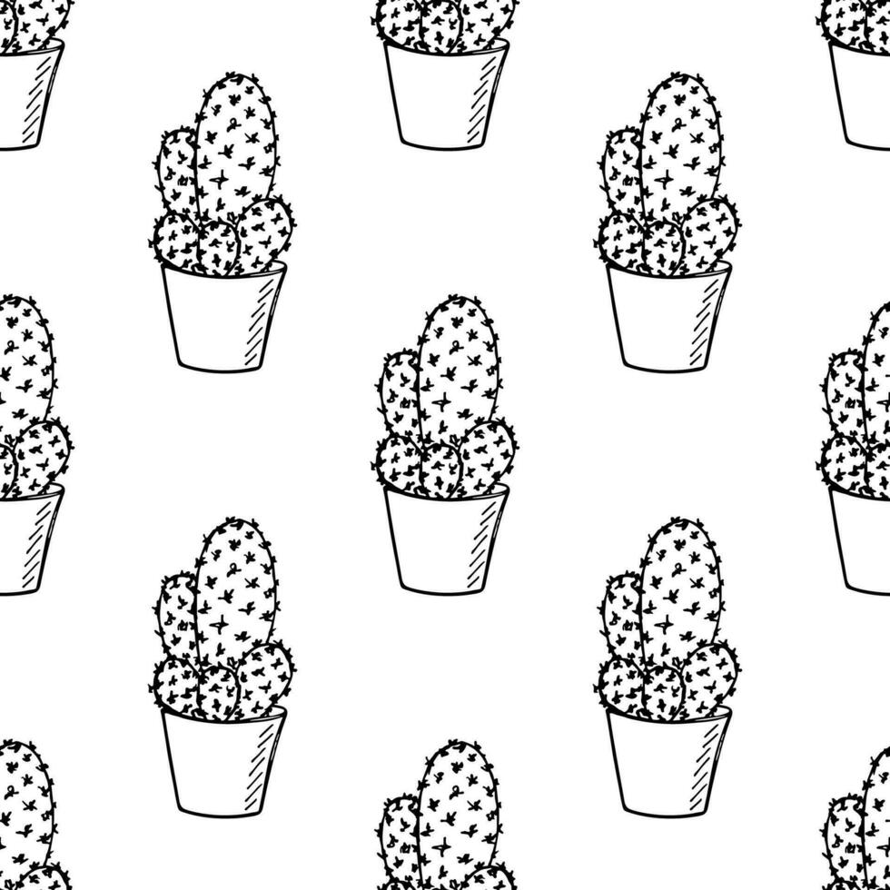 Seamless pattern with cactus doodle for decorative print, wrapping paper, greeting cards and fabric vector
