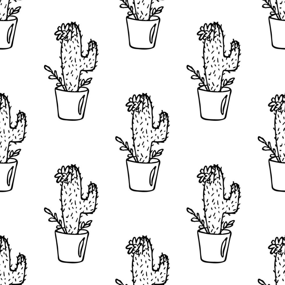 Seamless pattern with cactus doodle for decorative print, wrapping paper, greeting cards and fabric vector