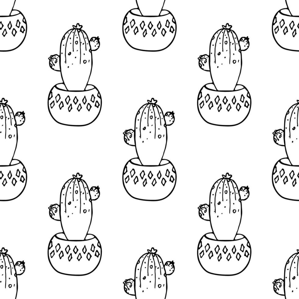 Seamless pattern with cactus doodle for decorative print, wrapping paper, greeting cards and fabric vector