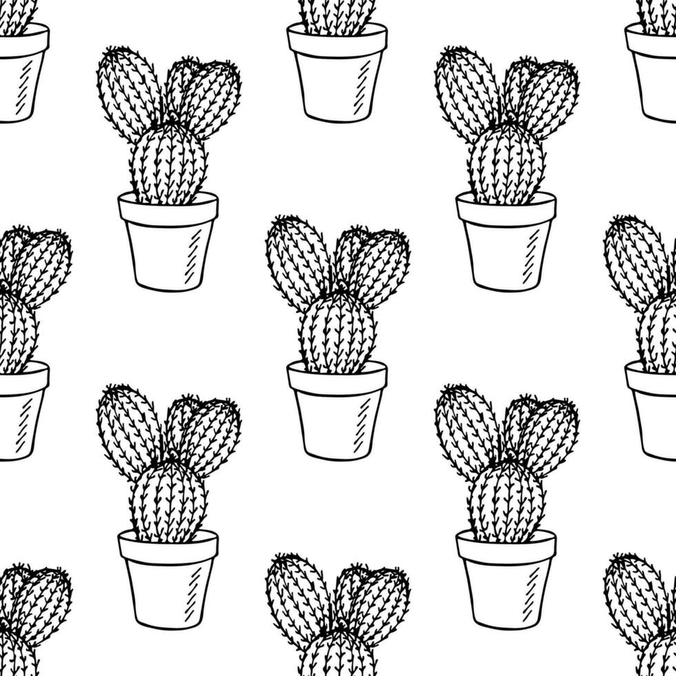 Seamless pattern with cactus doodle for decorative print, wrapping paper, greeting cards and fabric vector