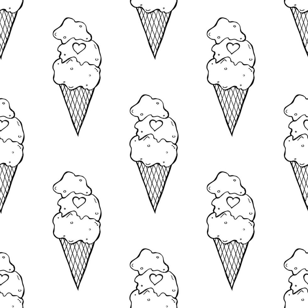 Seamless pattern with ice cream doodle for decorative print, wrapping paper, greeting cards, wallpaper and fabric vector