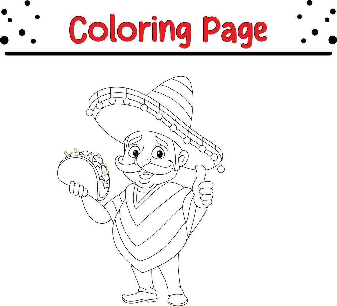 funny man coloring page for children vector