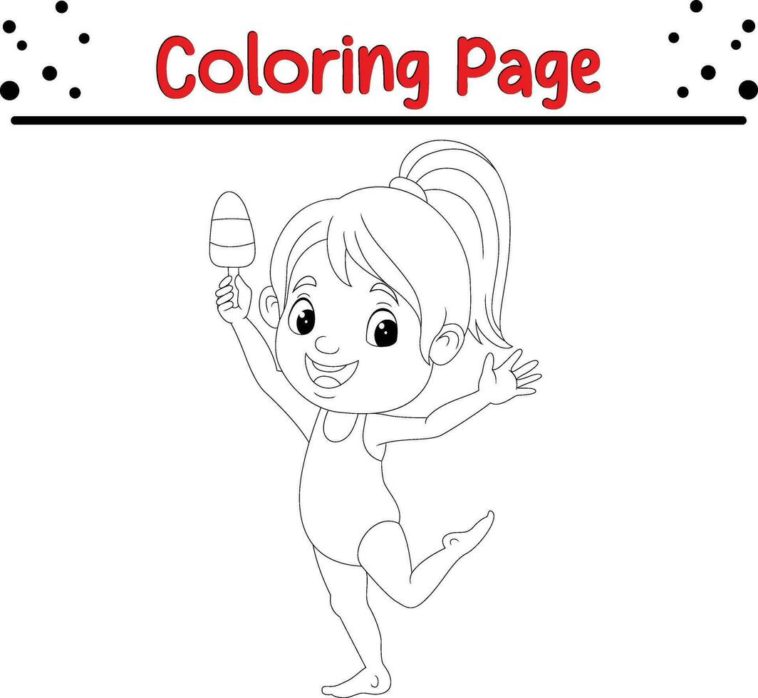 little girl coloring page vector