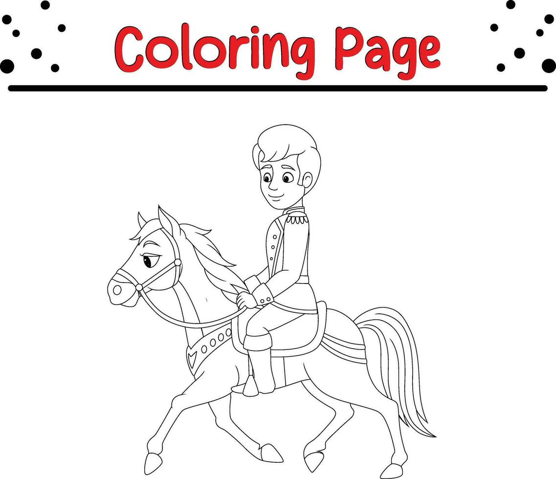 vaquero montando caballo colorante página vector