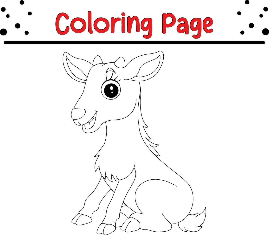 funny little goat coloring page for kids. vector