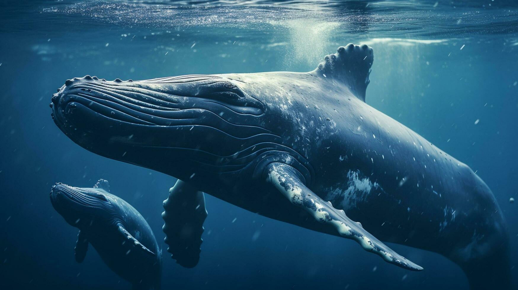 ai generado jorobado ballena en el mar foto