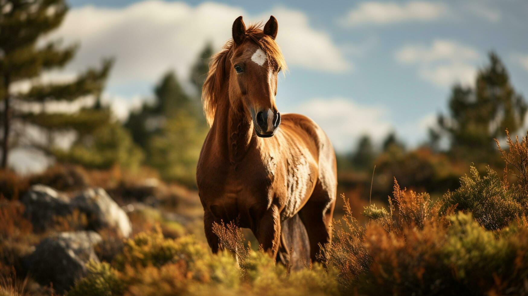 AI generated horse in the field photo