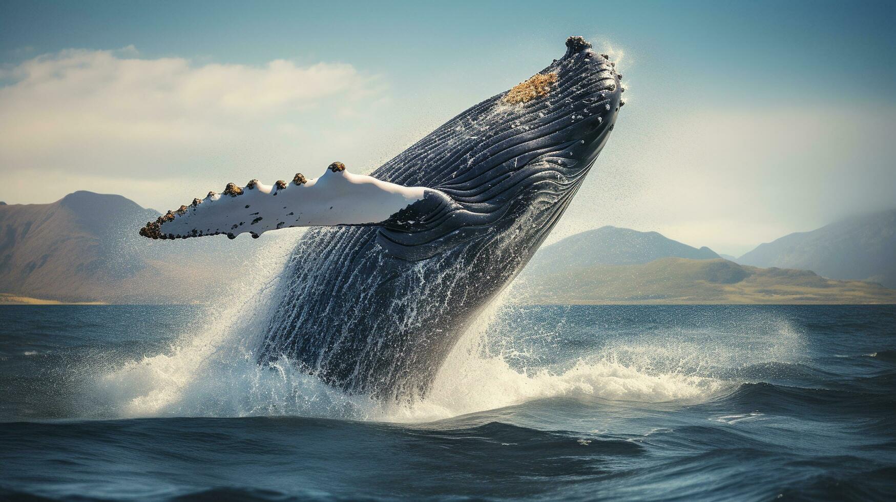 ai generado jorobado ballena en el mar foto