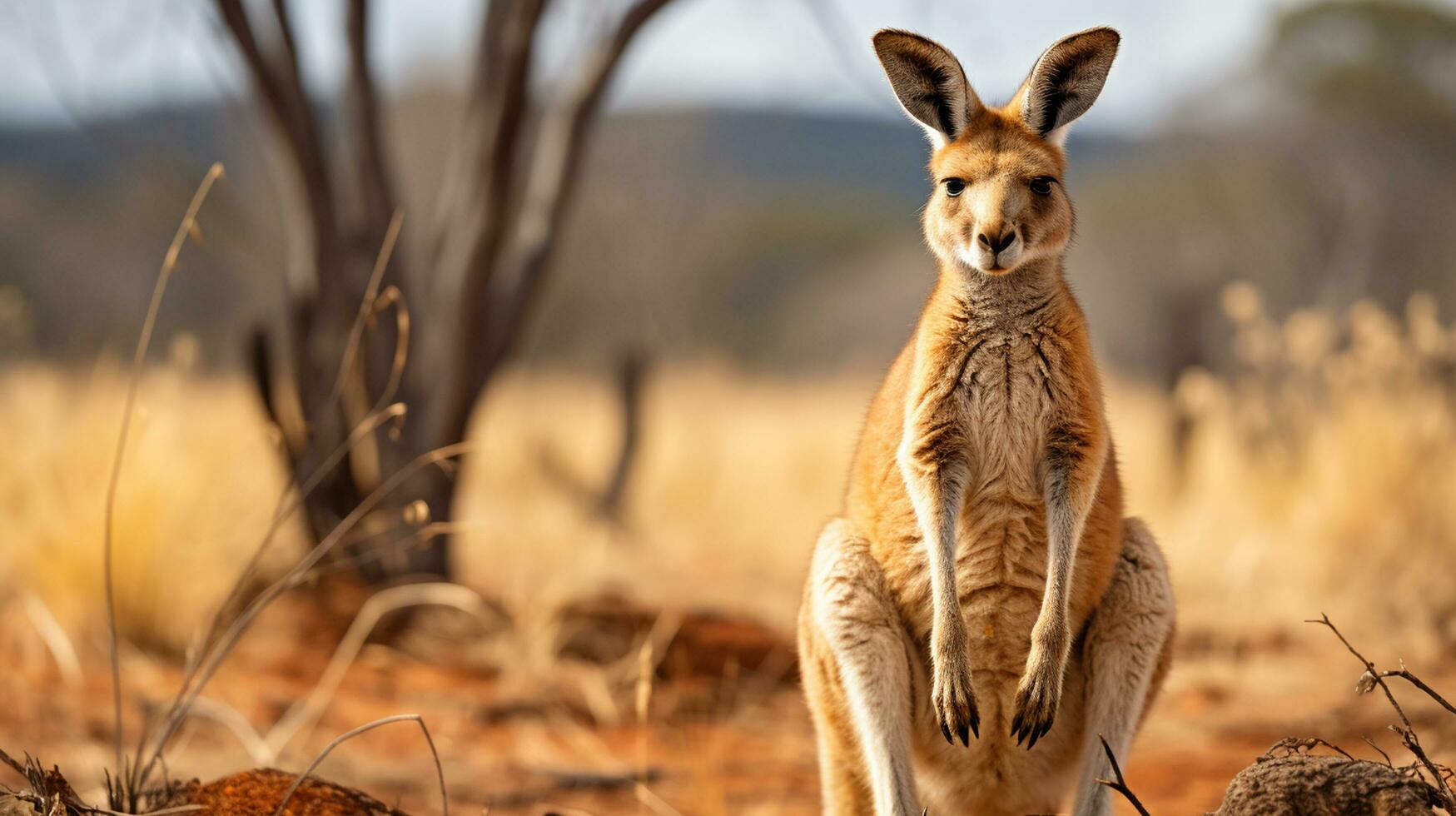 AI generated kangaroo in the wild photo