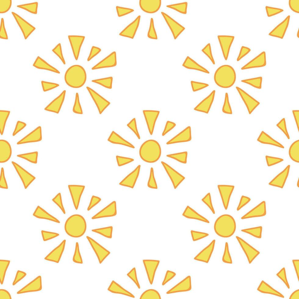 Seamless pattern with sun doodle for decorative print, wrapping paper, greeting cards, wallpaper and fabric vector