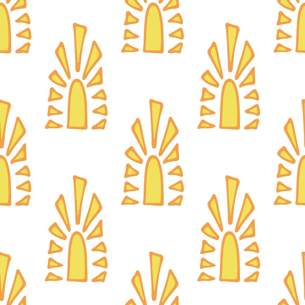 Seamless pattern with sun doodle for decorative print, wrapping paper, greeting cards, wallpaper and fabric vector