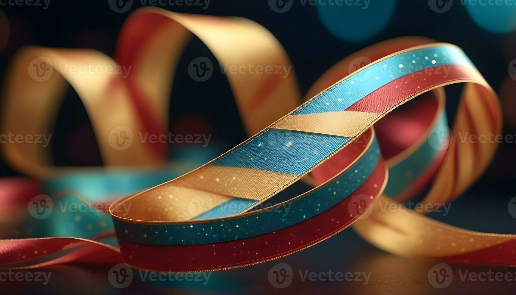 AI generated ribbons on a black background photo