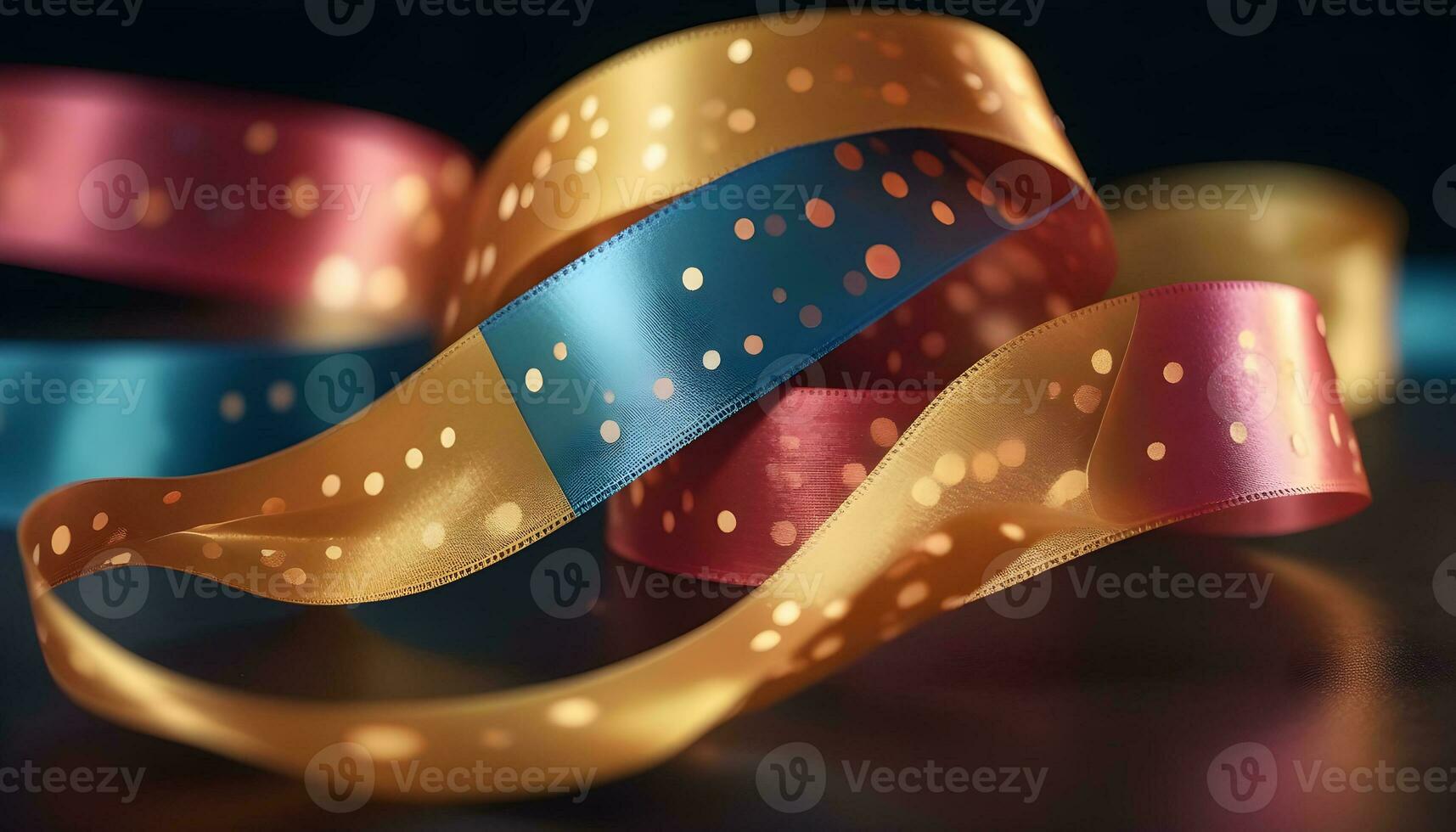 AI generated ribbons on black background photo