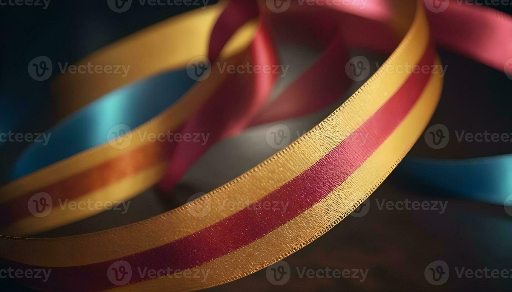 AI generated a close up of a colorful ribbon on a table photo