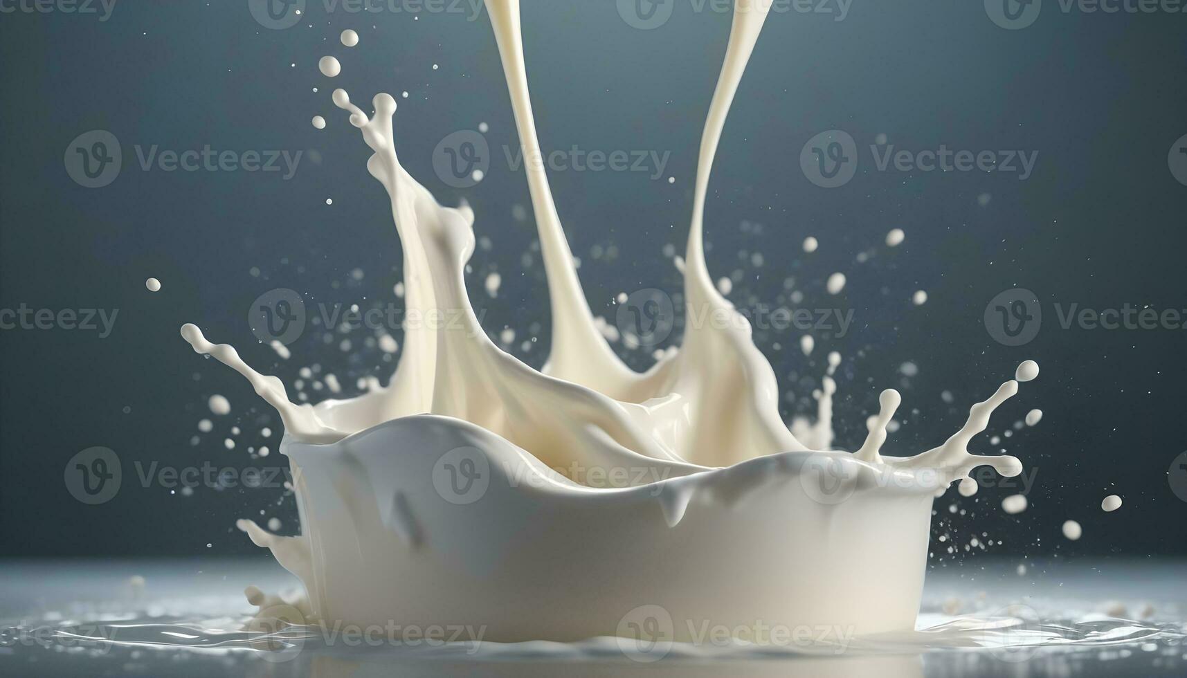 AI generated milk splash on a dark background photo