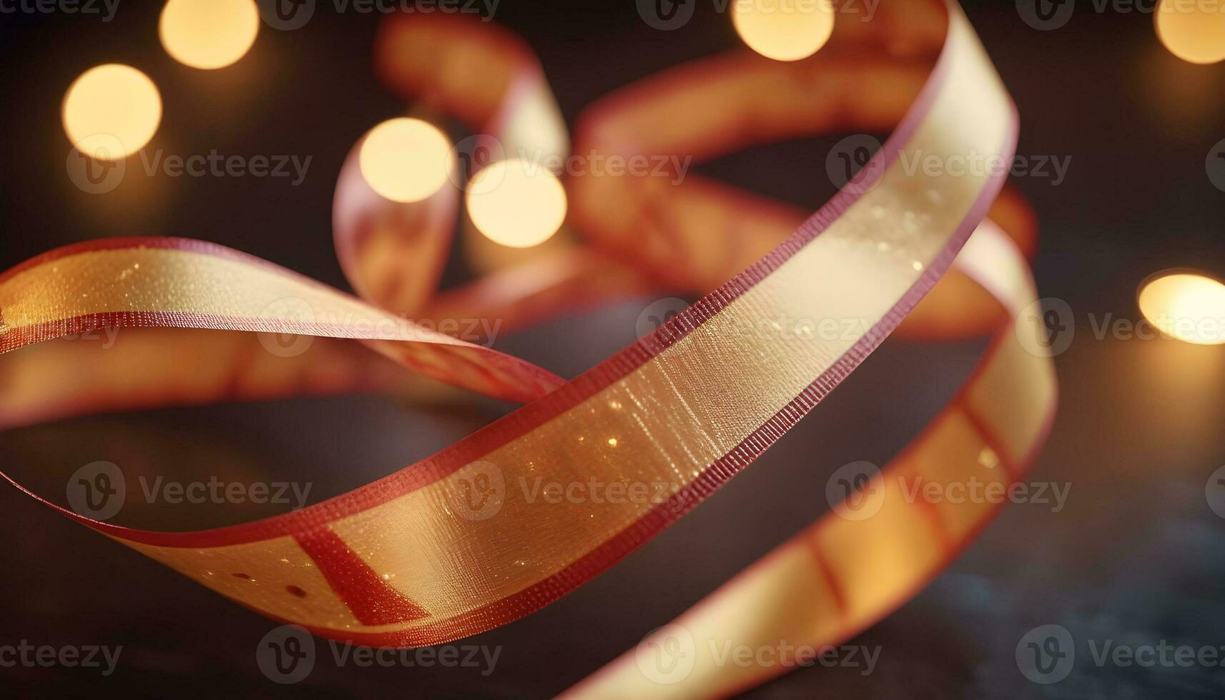 AI generated a red and gold ribbon with lights around it photo