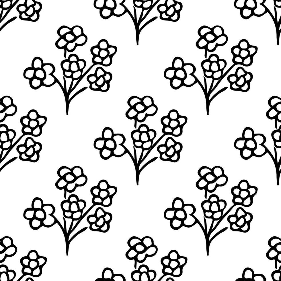 Summer seamless pattern with flowers doodle for decorative print, wrapping paper, greeting cards, wallpaper and fabric vector