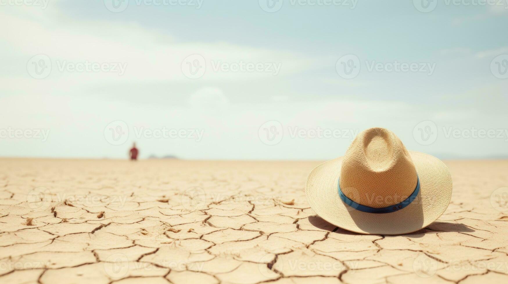 ai generado un Paja sombrero en el suelo simbolizando sequía. generativo ai foto