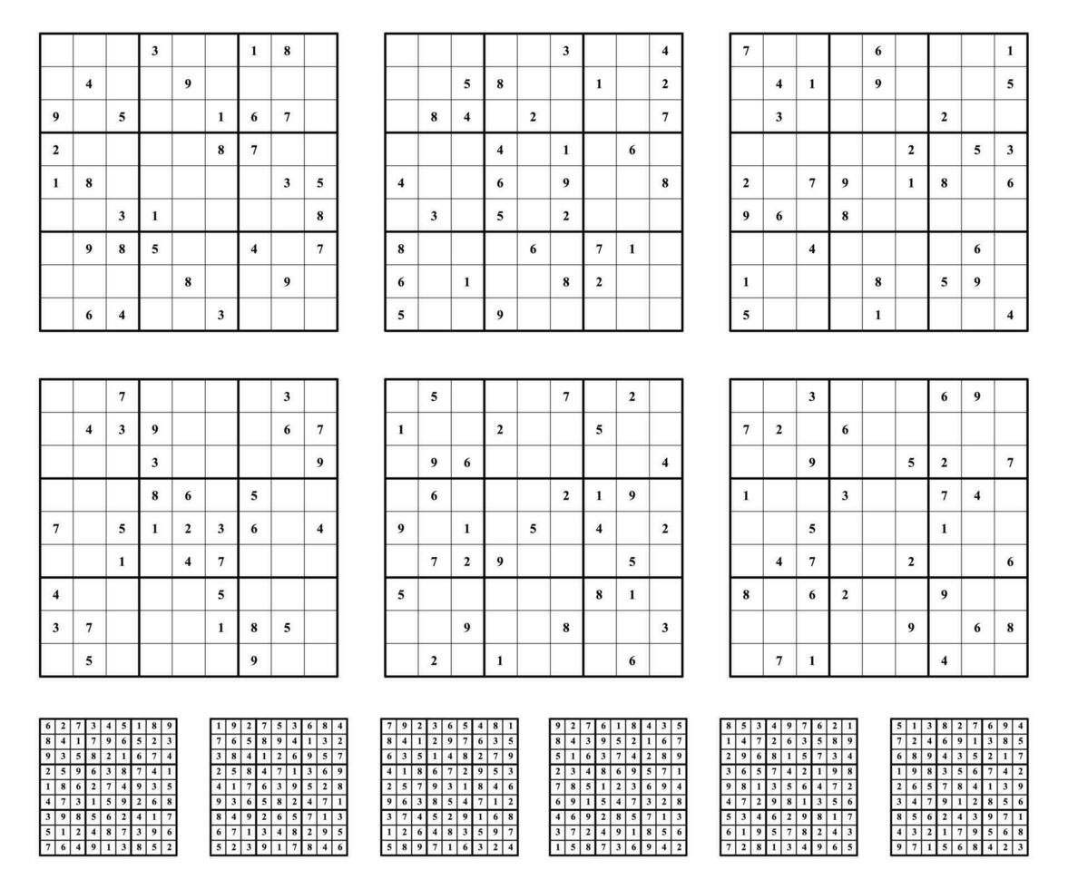 Sudoku game set  with answers. Simple vector design