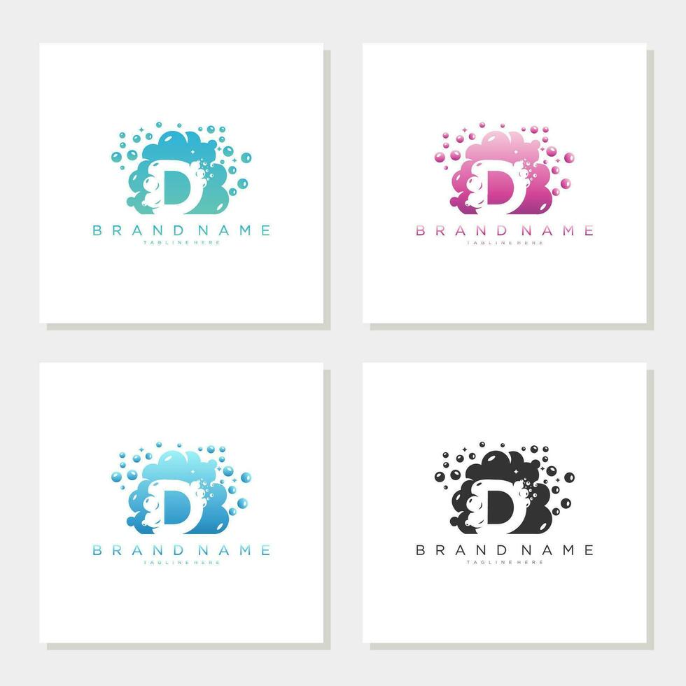 Soap Bubble On Letter D Logo Design editable vector
