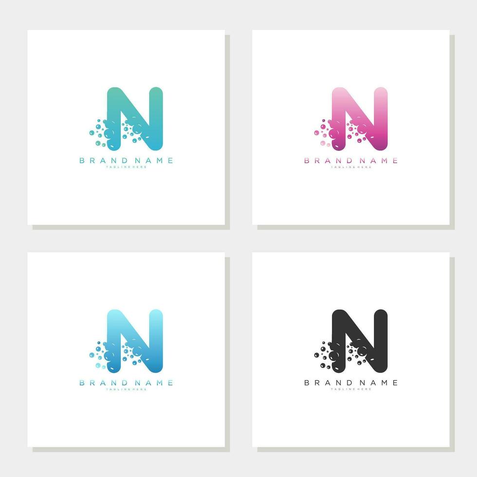 Soap Bubble On Letter N Logo Design editable vector