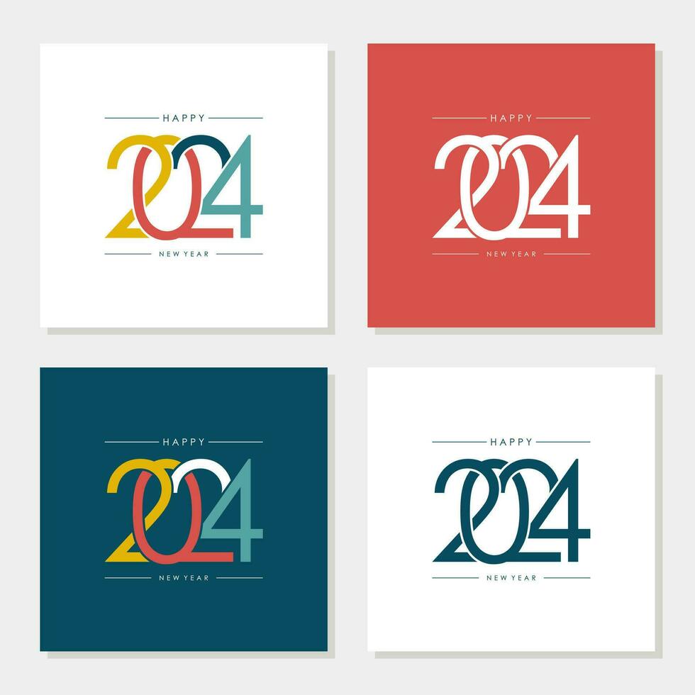 contento nuevo año 2024 diseño. con vistoso truncado número ilustraciones. prima vector diseño para póster, bandera, saludo y nuevo año 2024 celebracion.