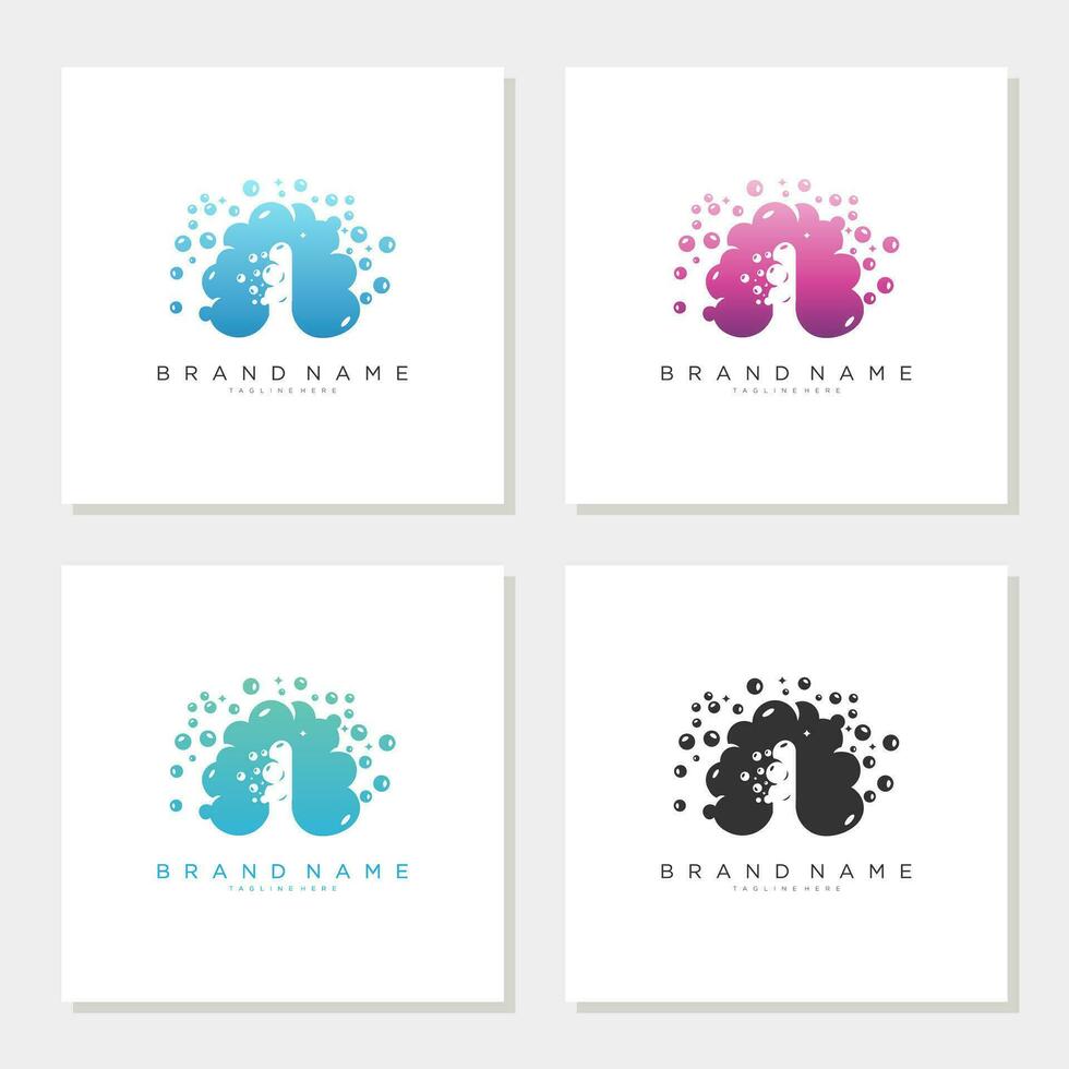 Soap Bubble On Letter I Logo Design editable vector