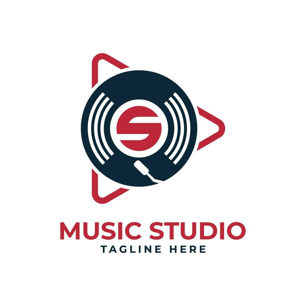 música estudio logo diseño creativo moderno logo diseño concepto para musical grabar vector