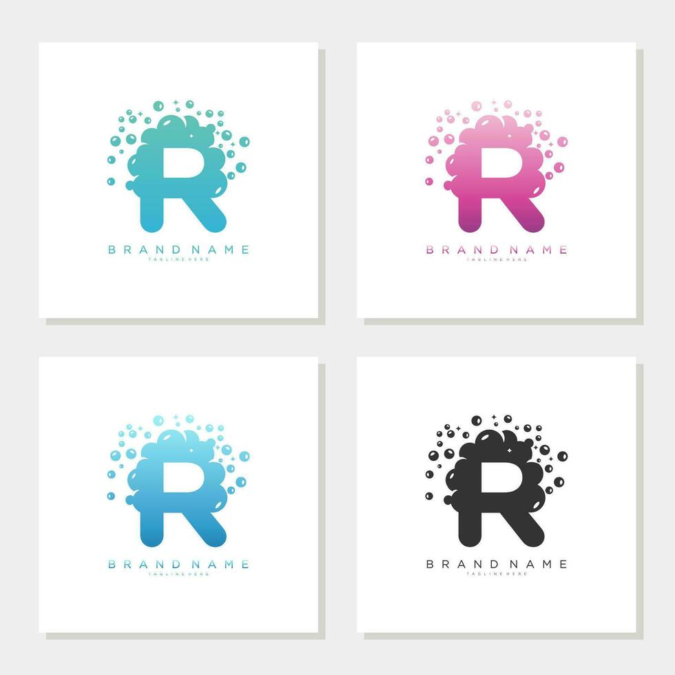 Soap Bubble On Letter R Logo Design editable vector