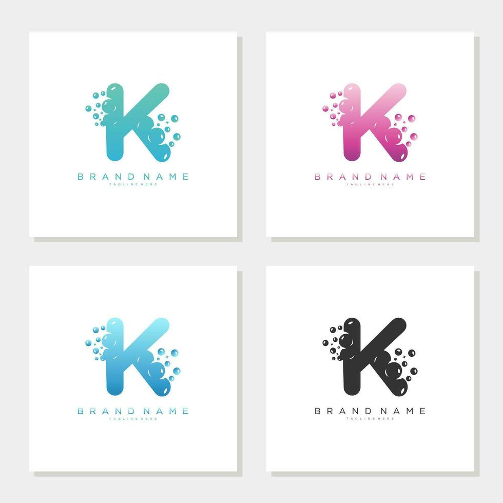 Soap Bubble On Letter K Logo Design editable vector