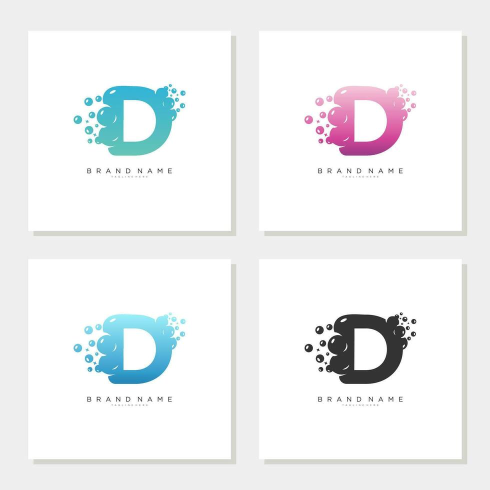 Soap Bubble On Letter D Logo Design editable vector