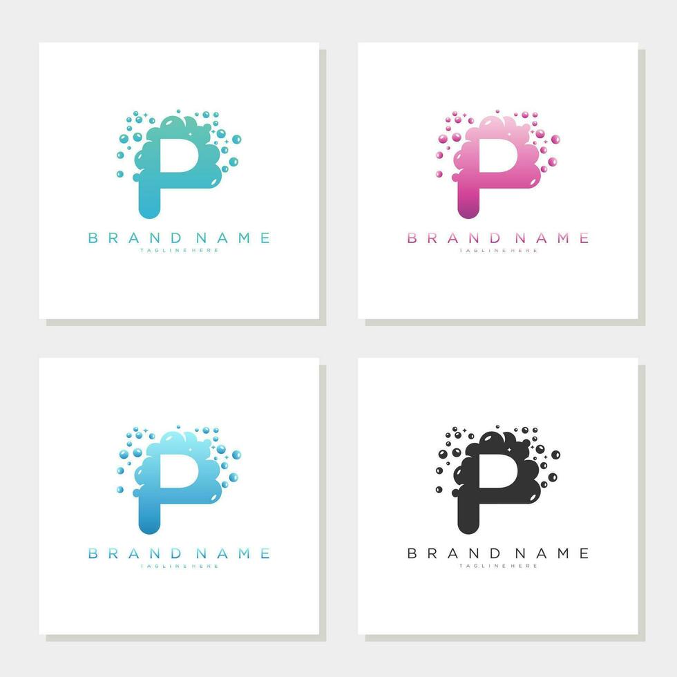Soap Bubble On Letter P Logo Design editable vector