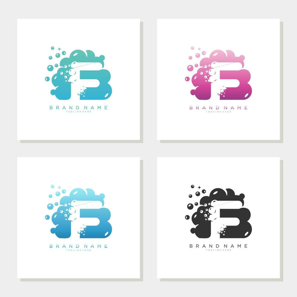 Soap Bubble On Letter F Logo Design editable vector