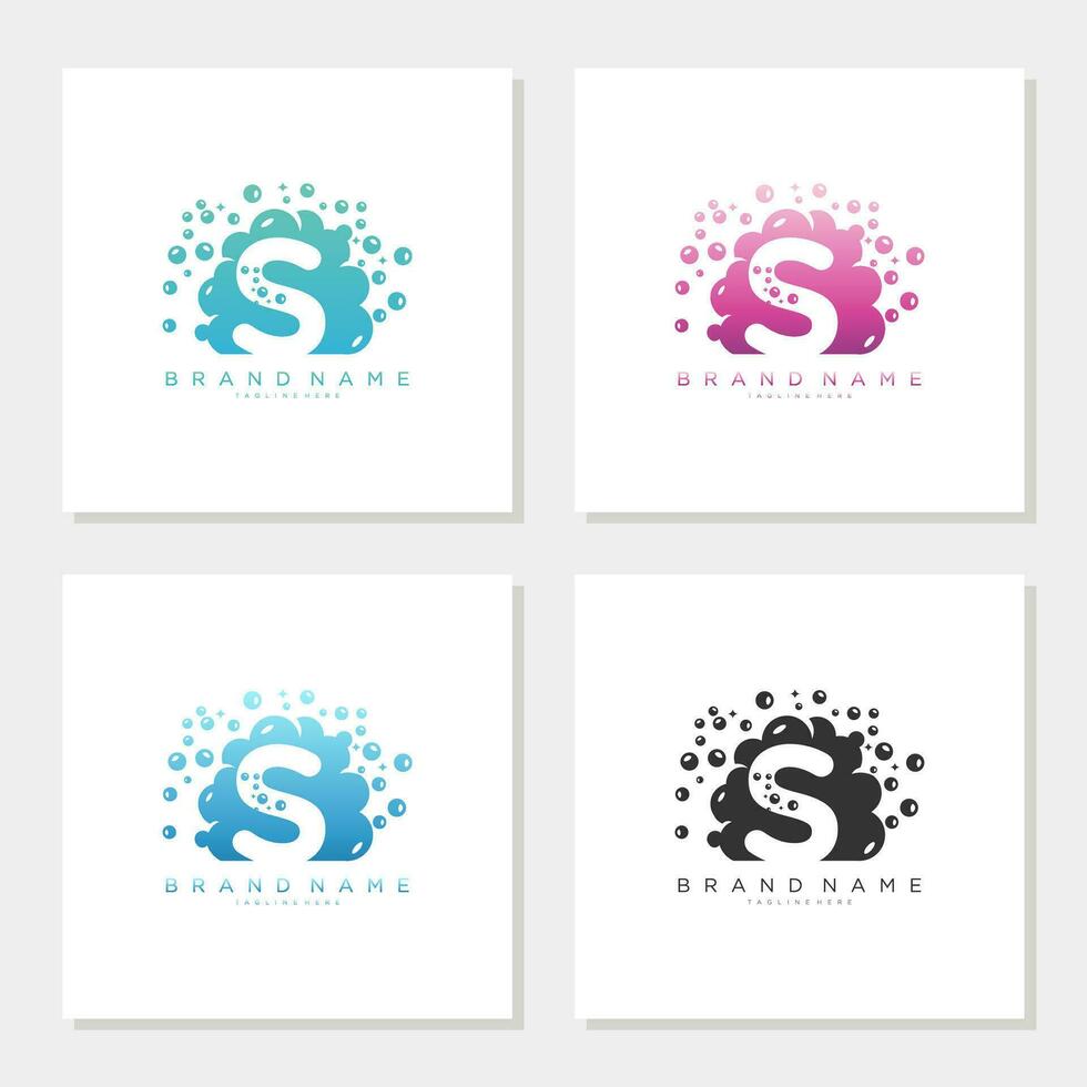 Soap Bubble On Letter S Logo Design editable vector