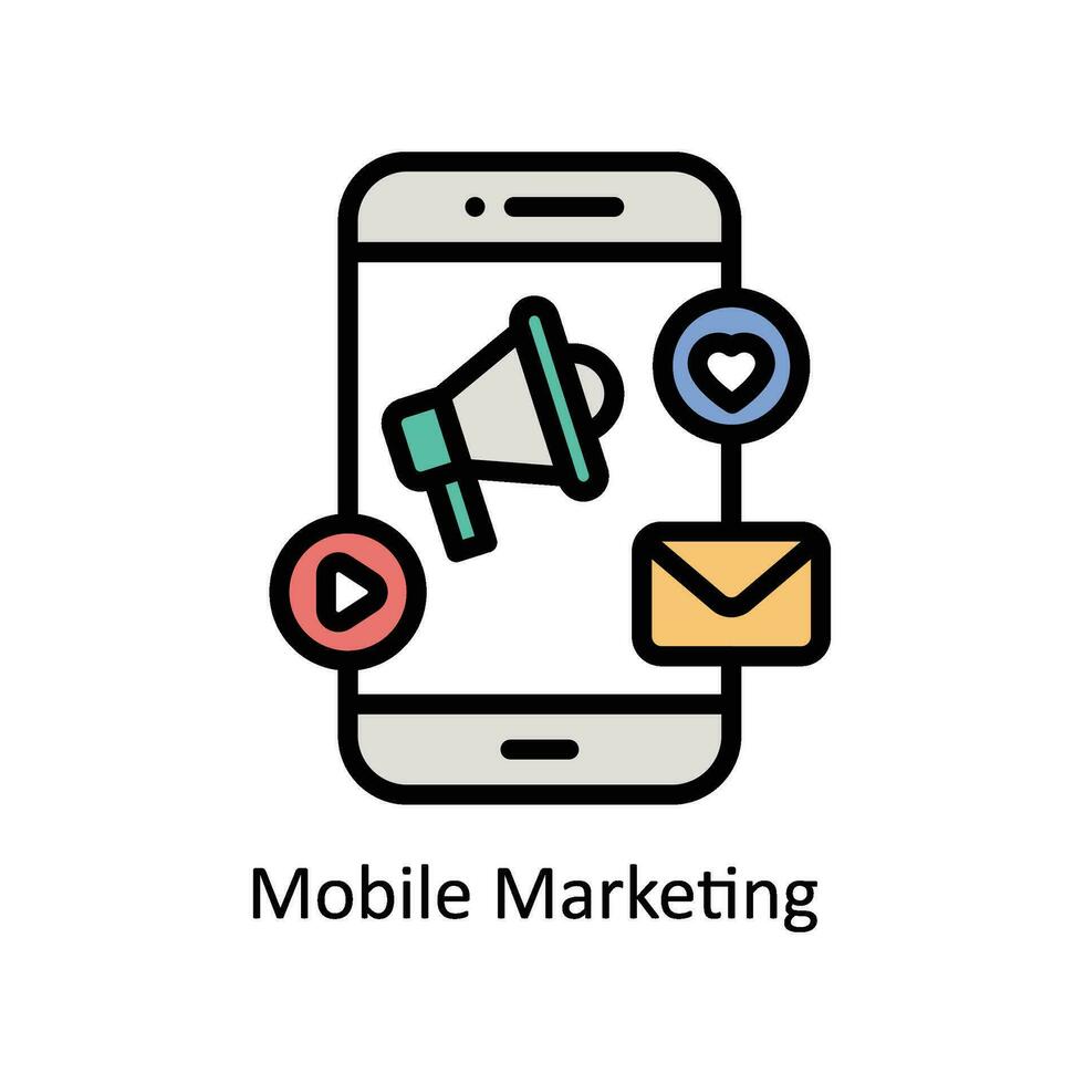 Mobile Marketing vector Filled outline Icon  Design illustration. Business And Management Symbol on White background EPS 10 File