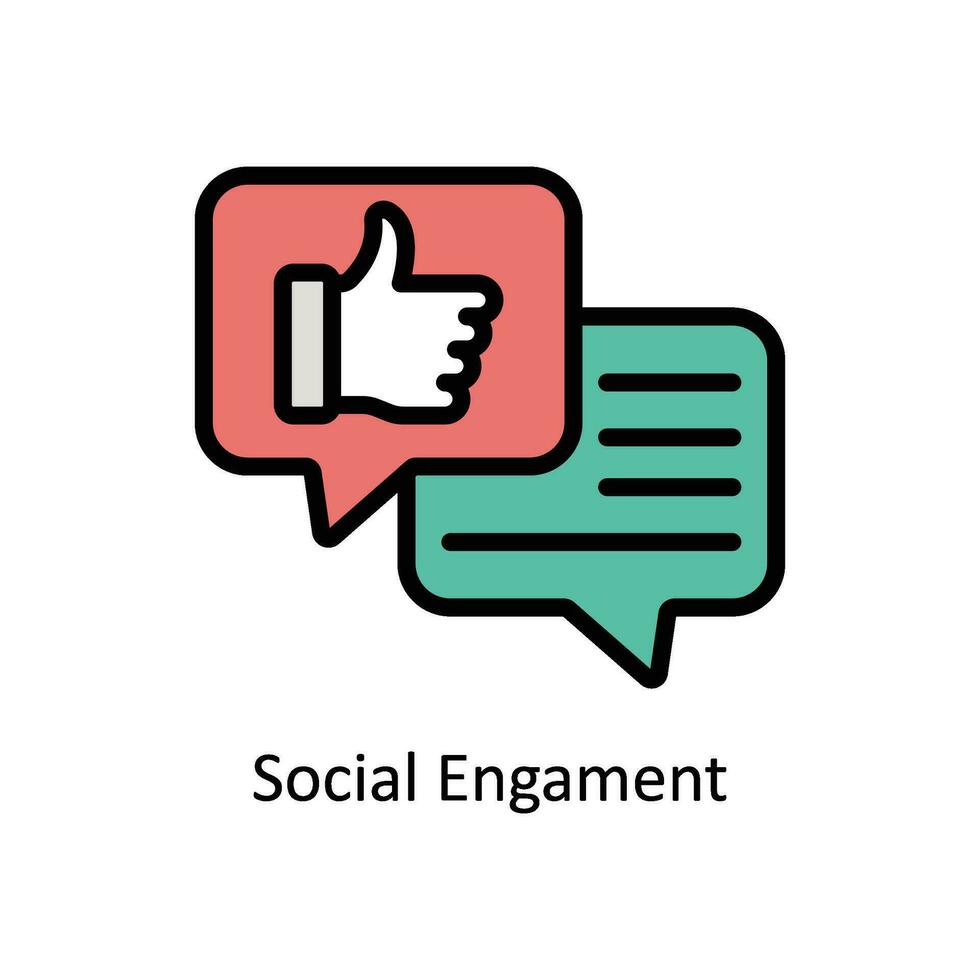 social engagement vector Filled outline Icon  Design illustration. Business And Management Symbol on White background EPS 10 File