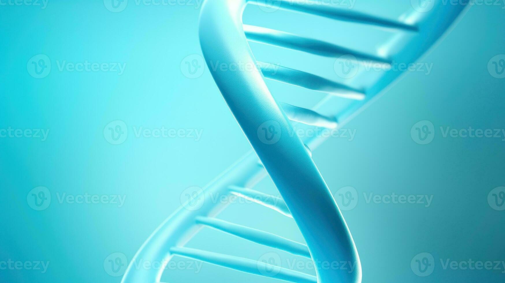 AI generated Blue DNA strand on blue background. Generative AI photo