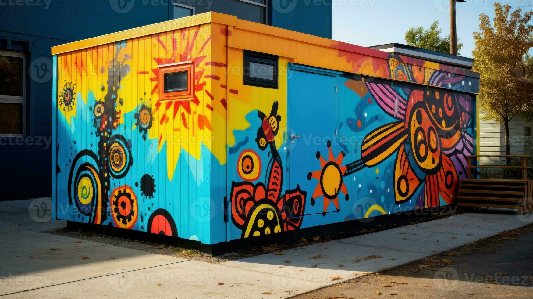AI generated A vibrant design with a mix of bright colors that adds a lively touch to the environment. Generative AI photo