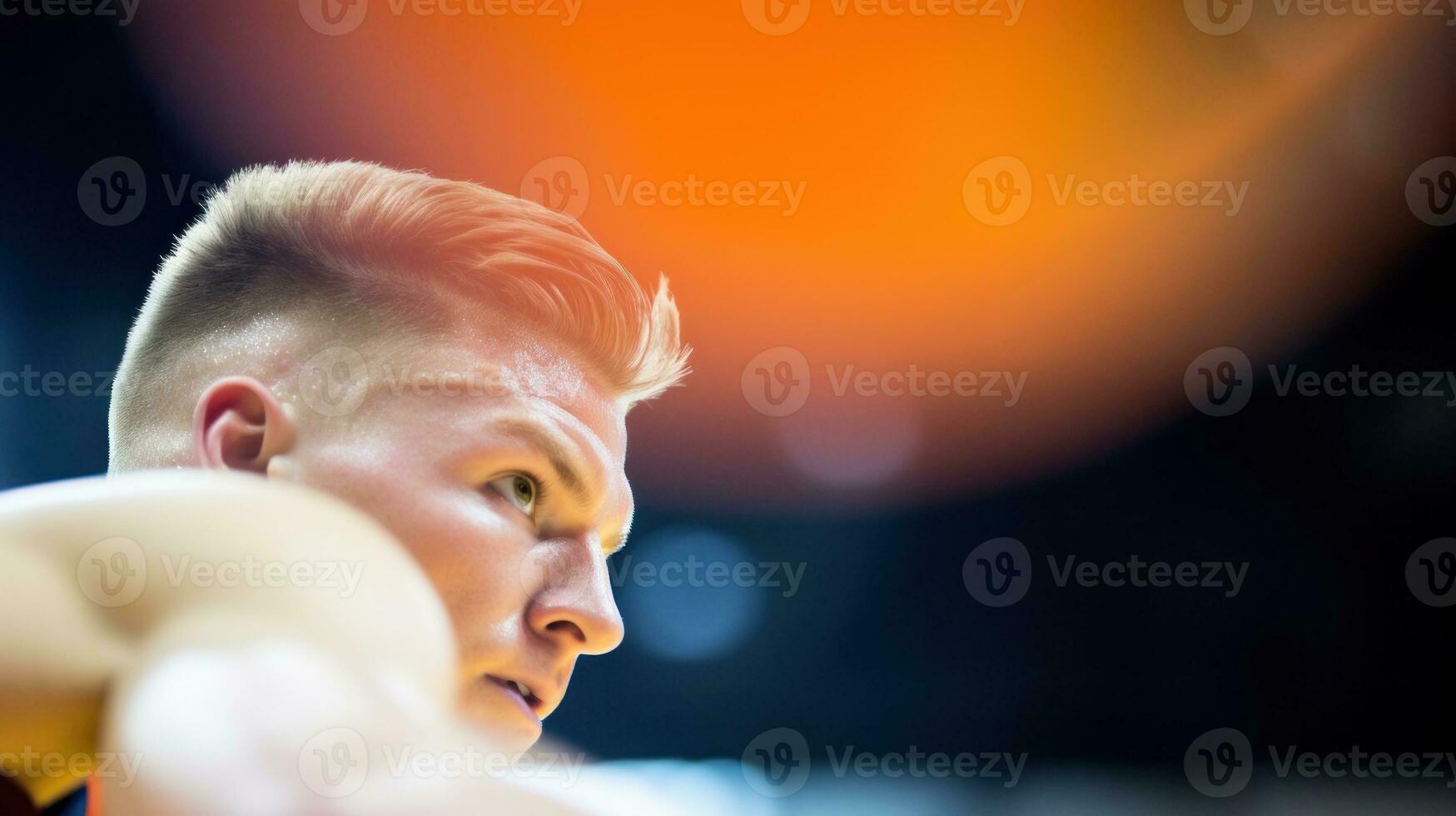 AI generated The determination on the face of a professional basketball player. Generative AI photo