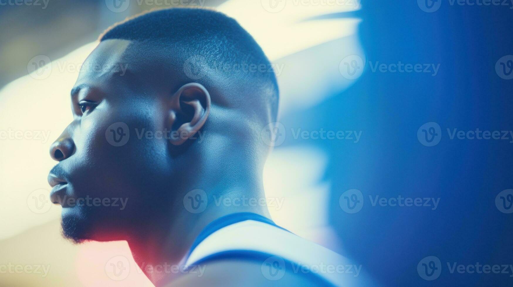 AI generated The determination on the face of a professional basketball player. Generative AI photo