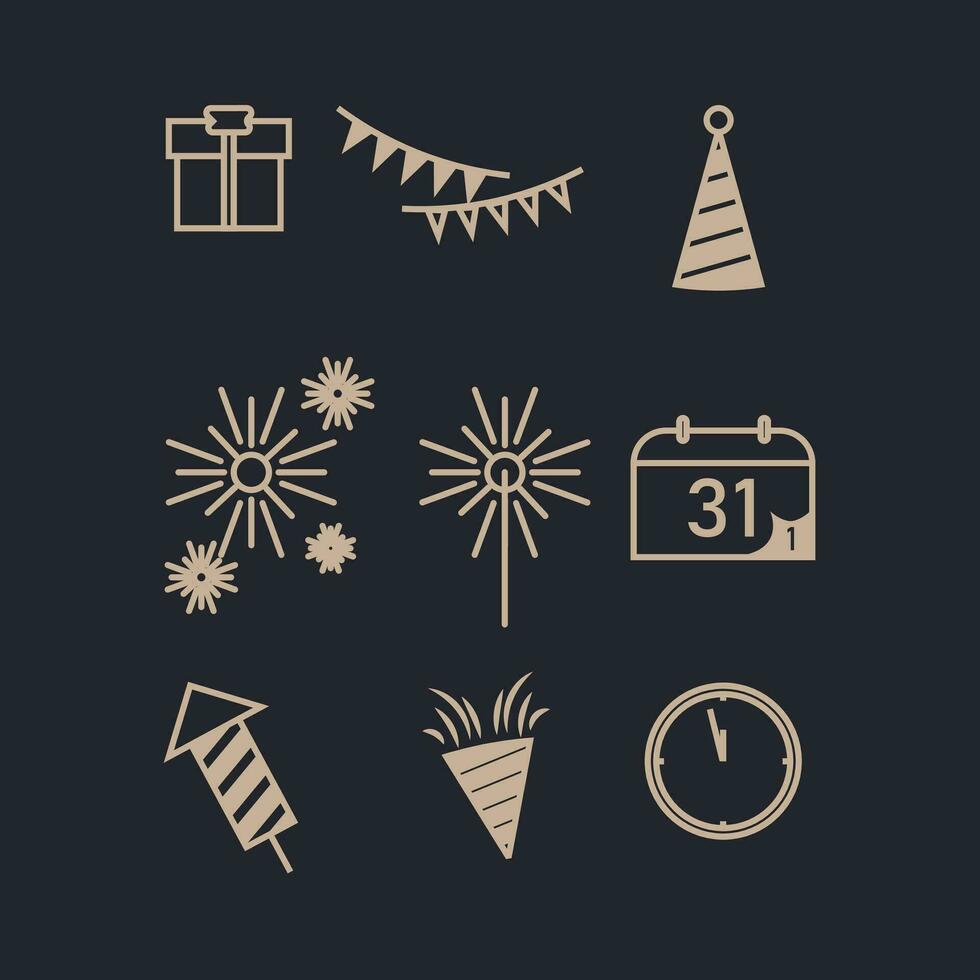 icon design happy new year celebration vector flat design eps 10