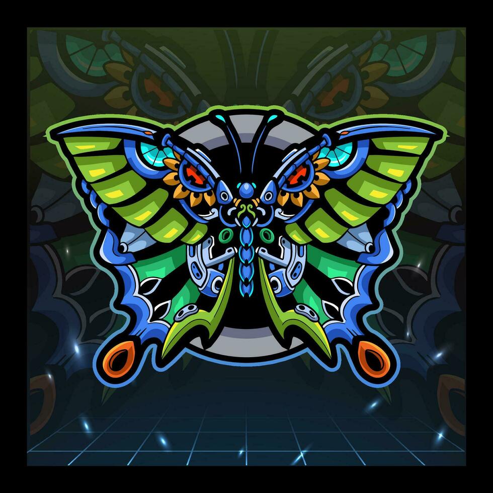 Butterfly Mecha mascot esport logo design vector