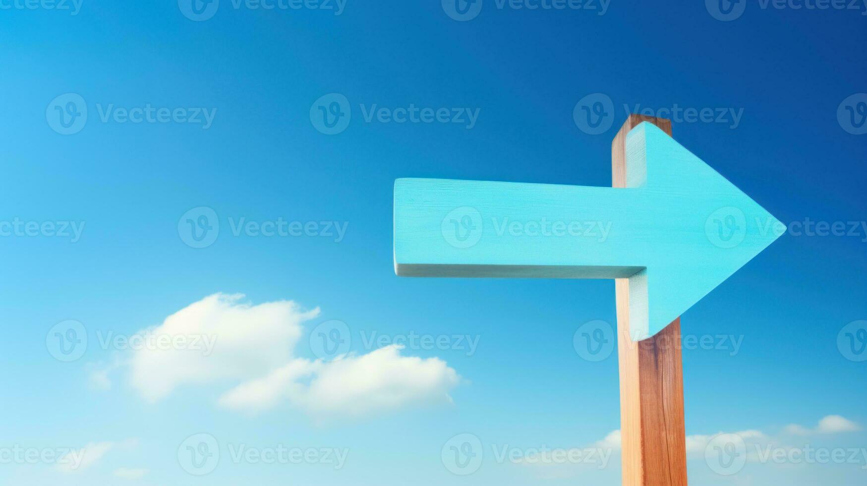 A blue sign with an arrow pointing in a specific direction. Generative AI photo
